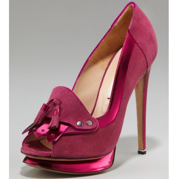 Nicholas Kirkwood Suede Metallic Loafer Pump